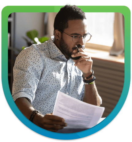 man reading a form
