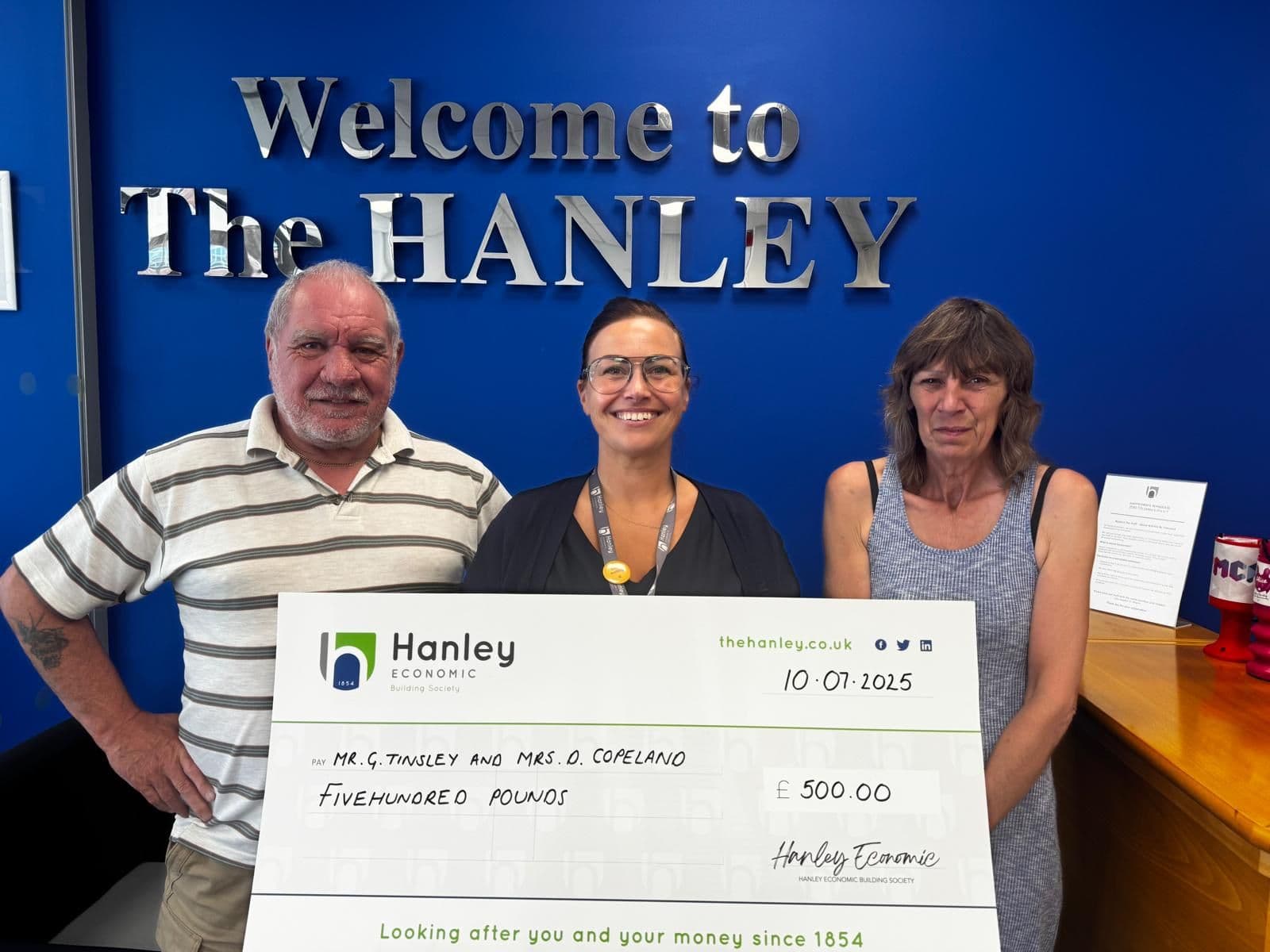 Winners, £500 at the Biddulph Hanley Economic branch