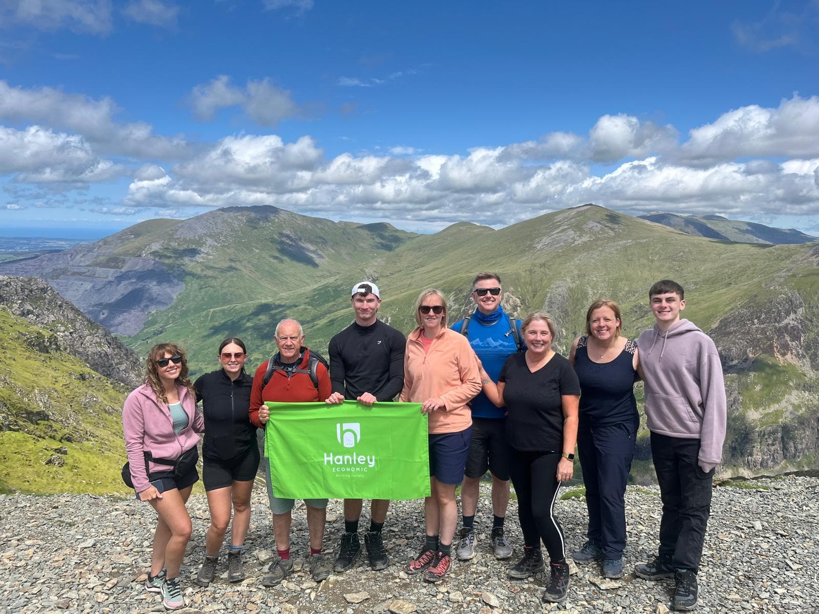 Hanley Economic staff at the top of snowdon