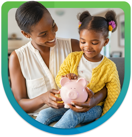 family with a piggy bank image