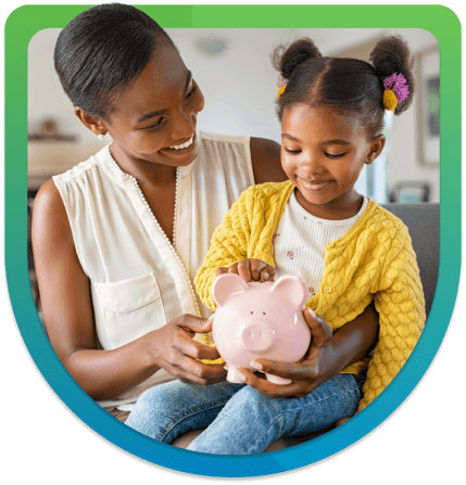 family with a piggy bank image