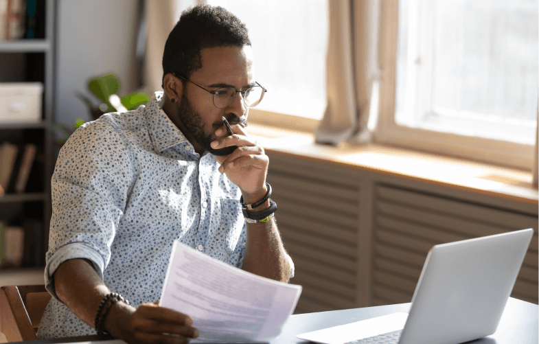 Man looking at laptop