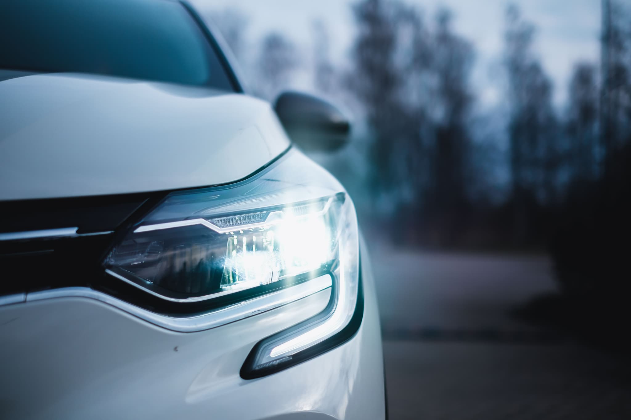 close up Image of white car